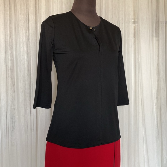 Hugo Boss “Elenka” black jersey blouse! 3/4 sleeves! Boxy style! Key hole. Small - Picture 7 of 15
